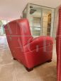 Coppia di poltrone Frau modello Tabarin in pelle rossa