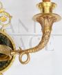 Coppia di applique antiche Impero in bronzo dorato e satinato                            