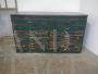 Cassettiera industriale da tipografia in pittura verde, 1950                            