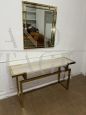 Console vintage in ottone con specchio