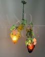 Lampadario Cesare Toso con grappoli d'uva in vetro di Murano                            
