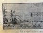 Stampa antica con la Fonte del Nettuno nel porto di Messina del '700                            