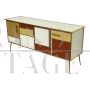 Credenza 4 ante in vetro colorato in stile vintage                            