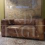 Divano club vintage a 2 posti in pelle marrone                            