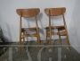 Coppia di sedie vintage in faggio e similpelle marrone, anni '50