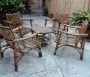 Set da salotto vintage in bamboo con divano, 4 poltrone e tavolino                            