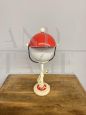 Lampada vintage in travertino con cappello da baseball rosso, anni '70