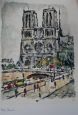 Acquerello di Robert Le Berger raffigurante la cattedrale di Notre-Dame                            