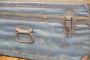 Baule militare americano vintage in metallo blu                            