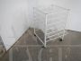 Carrello espositore vintage in rete metallica con 7 cassetti