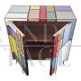 Credenza in stile vintage a due ante in vetro colorato