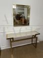 Console vintage in ottone con specchio                            