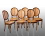 Gruppo di sei sedie antiche a medaglione in massello di mogano