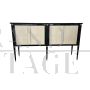 Credenza in art déco in legno nero e pergamena                            