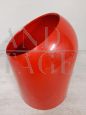 Cestino contenitore Gedy design di Makio Hasuike in plastica rossa, anni '70