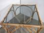 Tavolo in bambu con piano in vetro, vintage anni '70