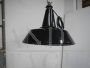 Lampada industriale in metallo nero con diametro 40 cm, anni '50                            