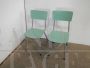 Coppia di sedie scolastiche da bambino in formica verde, anni '70                            