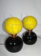 Coppia di lampade da tavolo anni '70 con sfere in vetro giallo                        
                            
                            