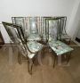 Set di 6 sedie in stile Romeo Rega in ottone e tessuto floreale                            