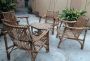 Set da salotto vintage in bamboo con divano, 4 poltrone e tavolino