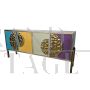 Credenza in vetro colorato e ottone a 4 ante                            
