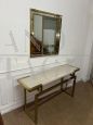Console vintage in ottone con specchio                            