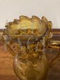 Antico vaso in vetro Murano color ambra di fine '800, decorato in rilievo
