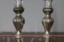 Coppia di antichi candelieri in vetro di Murano con argento, XIX secolo