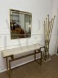Console vintage in ottone con specchio                            