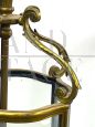 Lampadario a sospensione a lanterna in ottone e vetro, anni '40                            