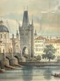 Antica oleografia di fine '800 con Ponte Carlo di Praga