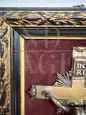 Crocefisso antico in bronzo del XIX secolo con cornice