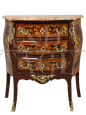 Piccola cassettiera comò Napoleone III riccamente intarsiato, XIX secolo