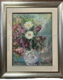 Pietro Augusto Cassina - dipinto con vaso di fiori, olio su masonite anni ‘70                            