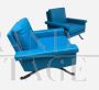 Coppia di poltrone 875 di Ico Parisi per Cassina in pelle blu petrolio                            