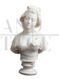 Scultura antica in marmo bianco statuario raffigurante busto di nobildonna                            