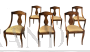 Set 6 sedie palladiane in noce con intarsi neoclassici