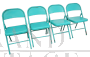 Set di 4 sedie pieghevoli in metallo azzurro