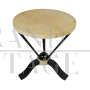 Tavolino basso rotondo in stile Art Déco con piano in pergamena                            