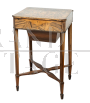 Tavolino da lavoro antico Napoleone III intarsiato in legni esotici pregiati                            