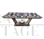 Tavolo design di linea Art Déco con piano in vetro retroilluminato                            
