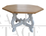 Tavolo ottagonale in legno di castagno con base sagomata, anni '70                            