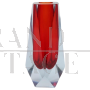 Vaso anni '60 in vetro di Murano sommerso rosso sfaccettato                            