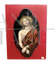 Antica placca in porcellana Limoges con Cristo dipinto a smalto, metà '800                            