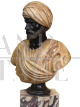 Busto di moro dell'800 in marmo nero Belgio e onice