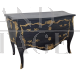 Comò in stile barocco in legno nero con decorazioni in bronzo dorato                            