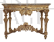 Console Luigi XIV in legno intagliato e dorato con piano in marmo                            
