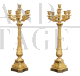 Coppia di candelabri antichi Carlo X a sei fiamme in bronzo dorato                            