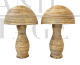 Coppia di lampade da tavolo a fungo in bamboo                            